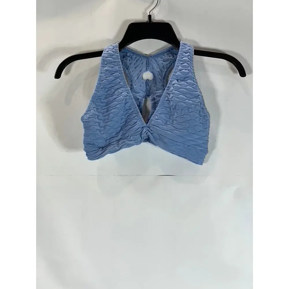 BOOTY BY BRABANT Women's Periwinkle Chrome Sculpt Textured V Top SZ OS - Picture 1 of 11